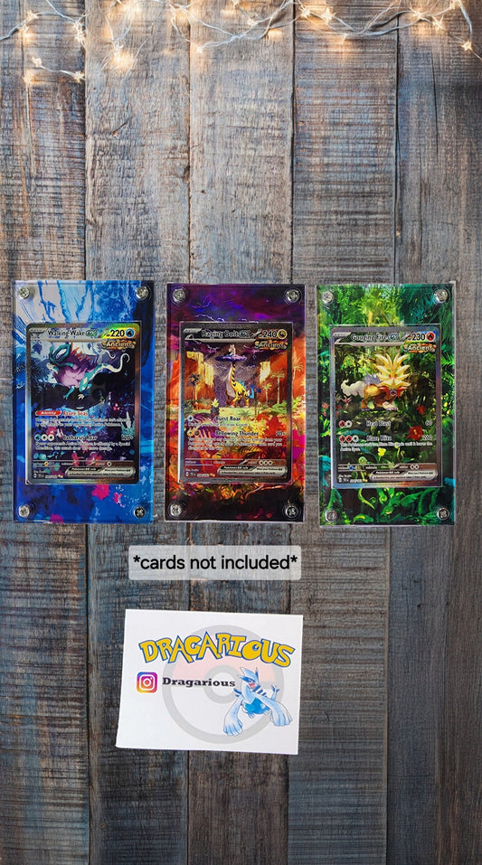 X3 Pokemon Walking Wake, Gouging Fire, Raging Bolt EX Custom Case Slabs