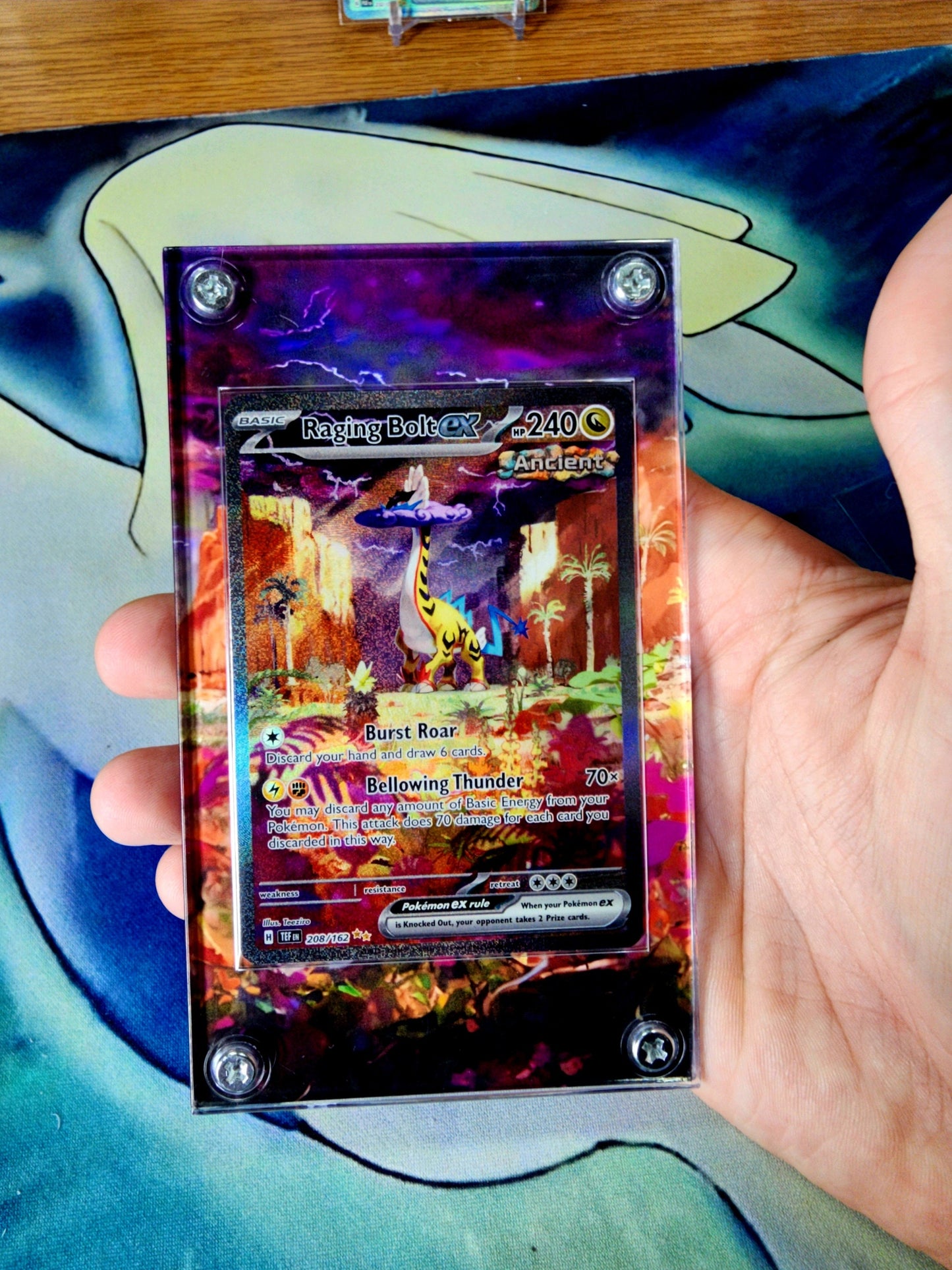 X3 Pokemon Walking Wake, Gouging Fire, Raging Bolt EX Custom Case Slabs