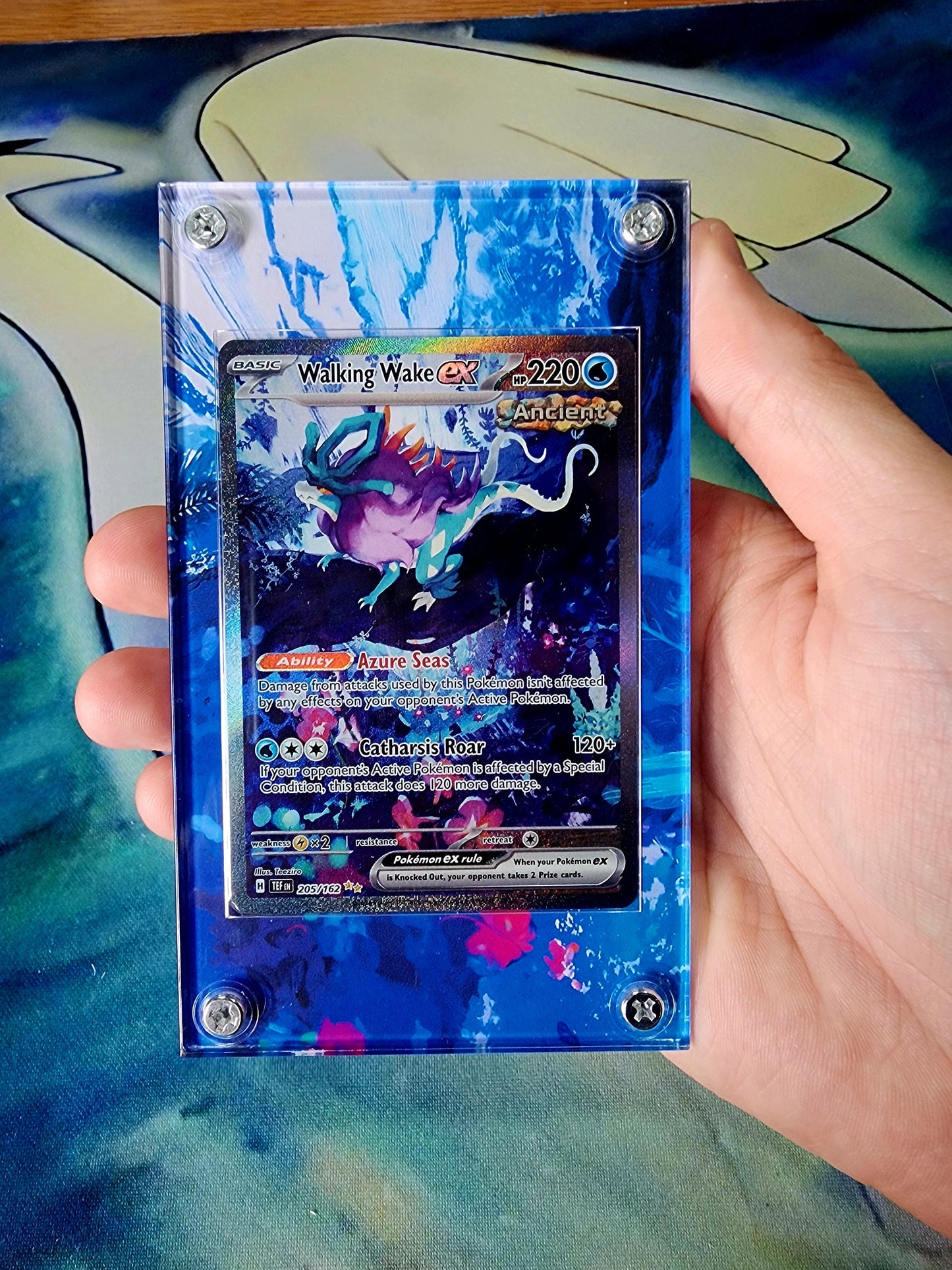 X3 Pokemon Walking Wake, Gouging Fire, Raging Bolt EX Custom Case Slabs