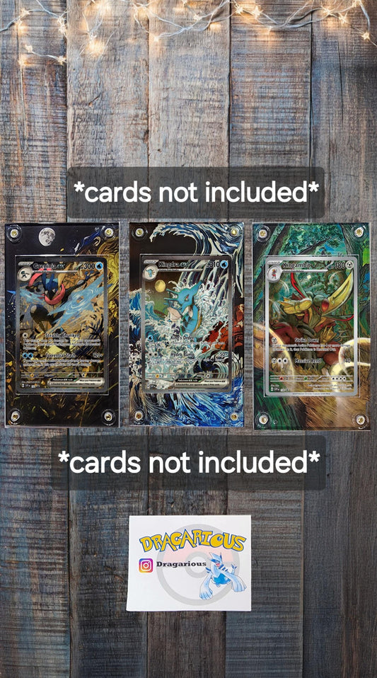X3 Pokemon Greninja, Kingdra EX, Kingambit 130 SIR Promo 131 132 SV Shrouded Fable Custom Cases