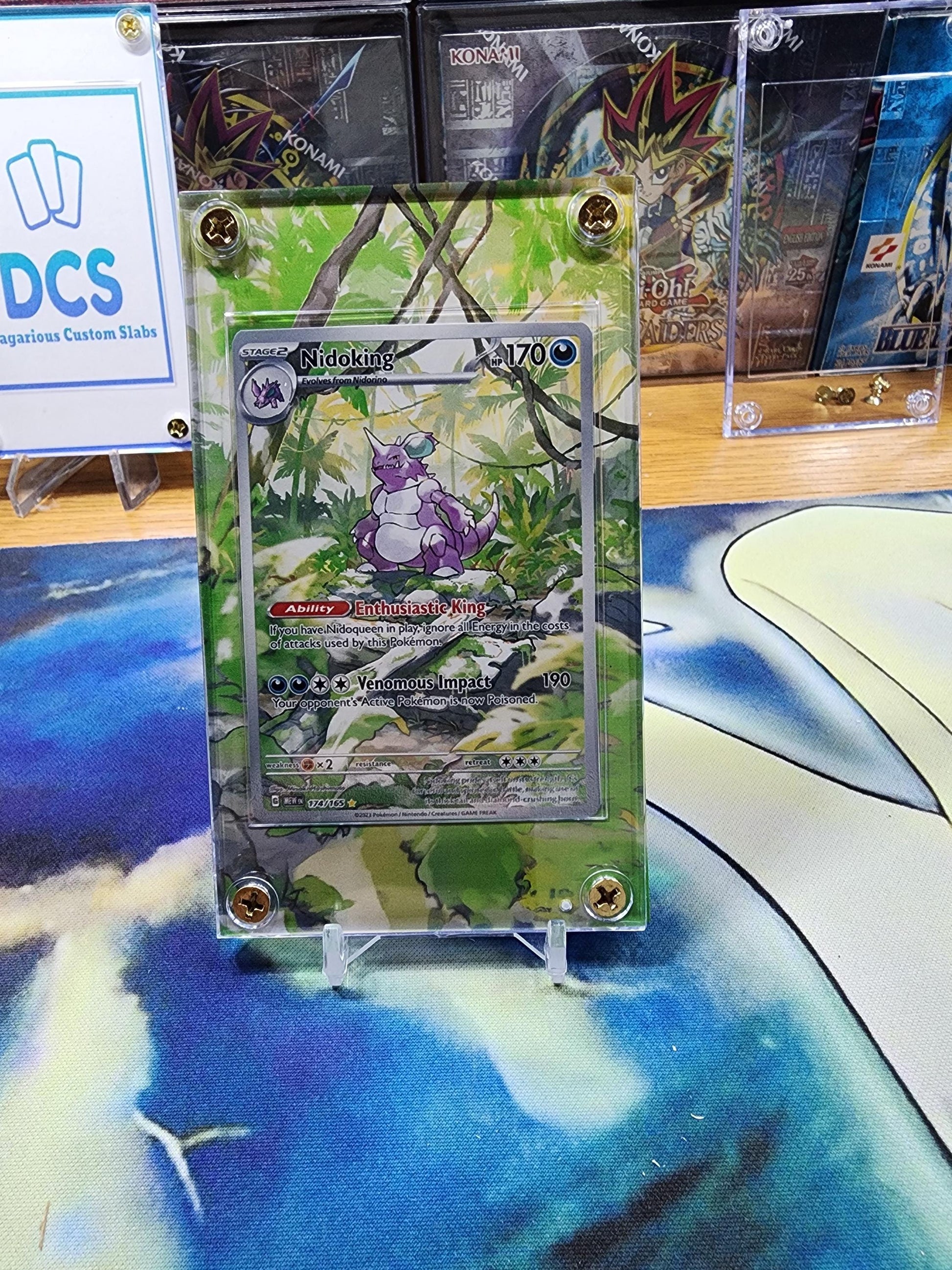 x10 Pokemon 151 IR Custom Display Cases - Nidoking, Dragonaire, Poliwhirl, Psyduck, Tangela, Pikachu, Mr Mime, Machoke, & Caterpie